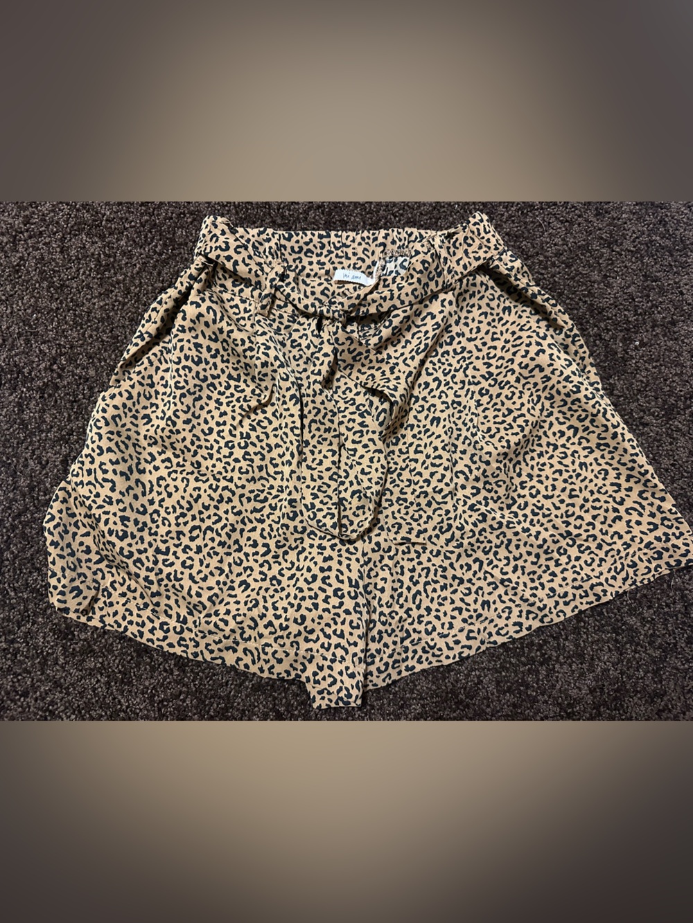 miami Leopard Print Tie-Waist Shorts in Tan and Black